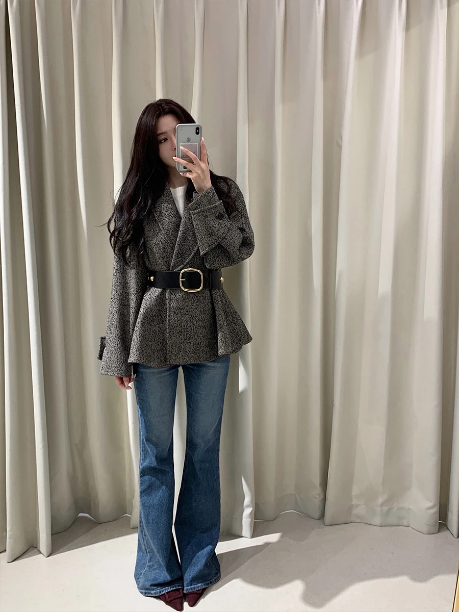 

Lazy Zoe Women's Loose Straight Leg Jeans Mid-Waist Flared Cotton Denim Pants Vintage Casual Sle Micro Stretch