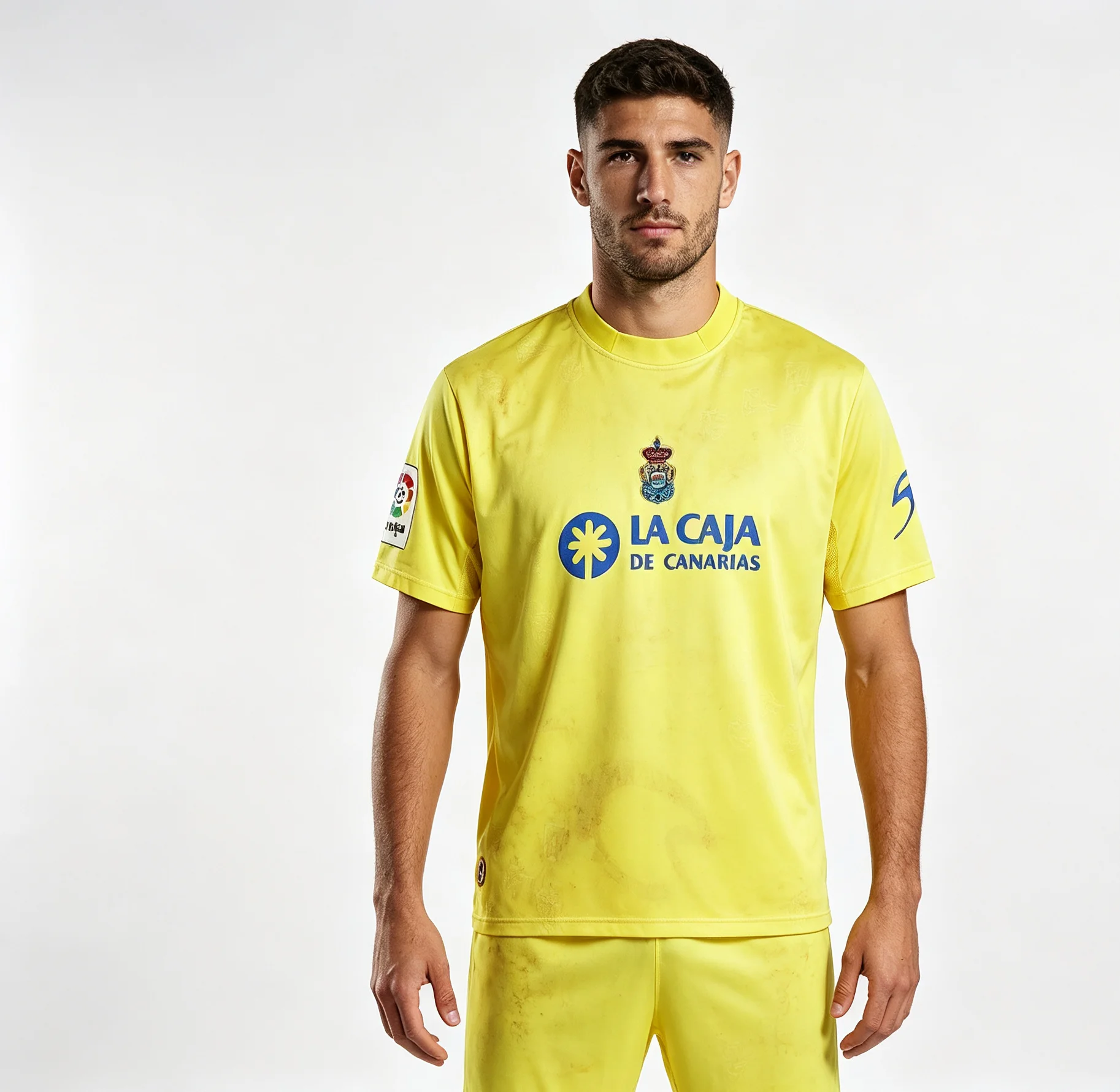 Neu eingetroffen: 26-27 Spanien Las Palmas-Stil Mehrfarbiges Fußballtrikot mit Gran Canaria-Aufdruck für Erwachsene und Jungen, Fußball-Trainings- und Spieluniform