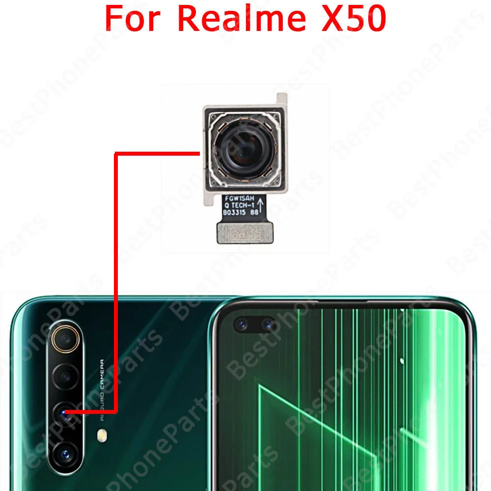 Front Selfie Rear Camera For Realme XT X7 X50 Pro 5G Facing Back View Camera Module Flex Cable Replacement Spare Parts