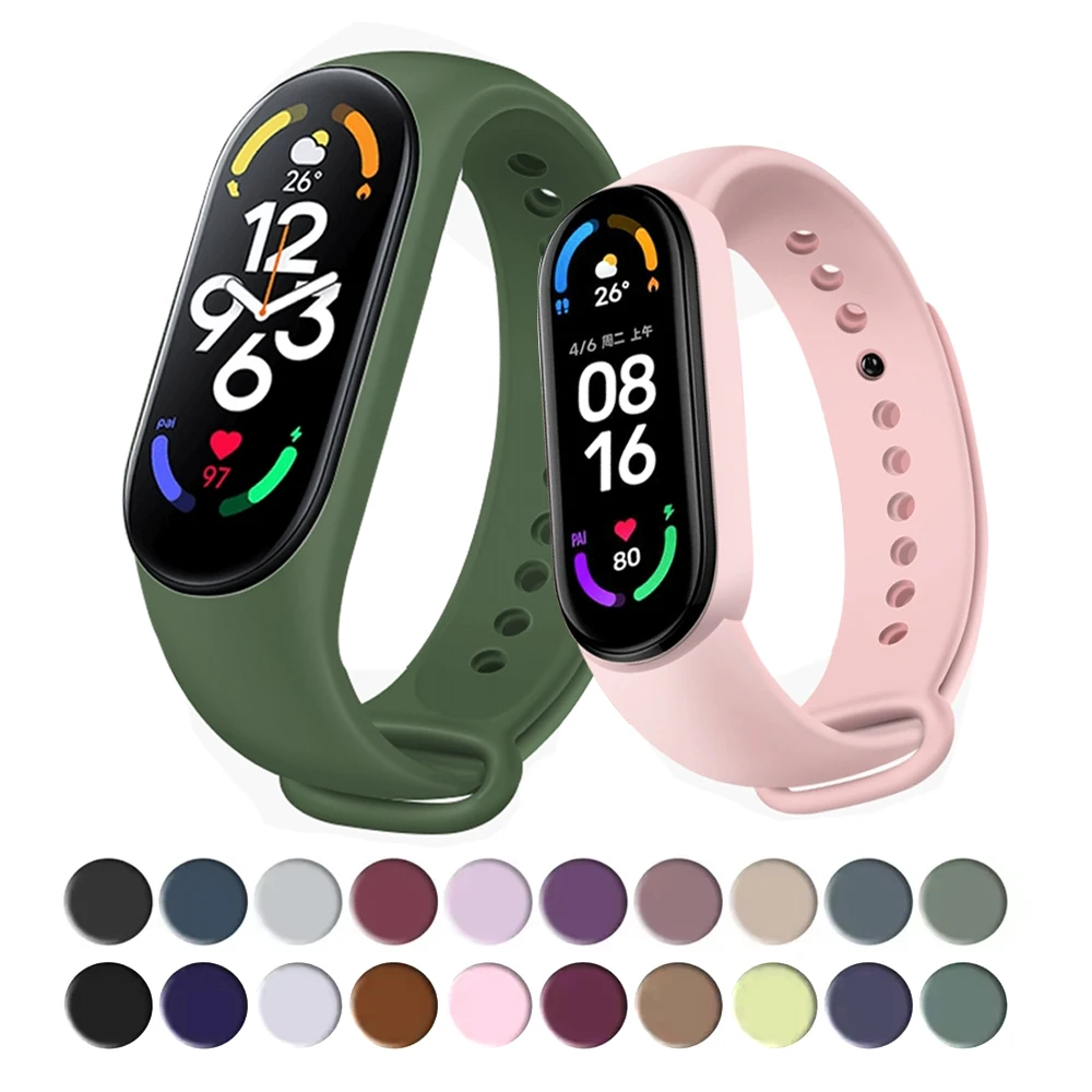 Bracelet for Mi band 7 6 5 Strap Sport Silicone Miband 4 3 Wrist watch bands correa Replacement belt for Xiaomi Mi band 7 straps