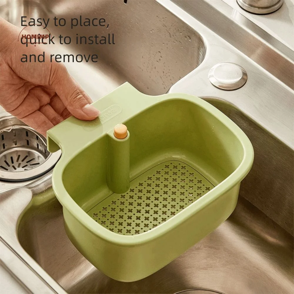 

2 in 1 Sink Hanging Strainer Basket Quickly Drain Creative Soap Sponge Storage Shelf Openable Bottom Cover Multifunctional