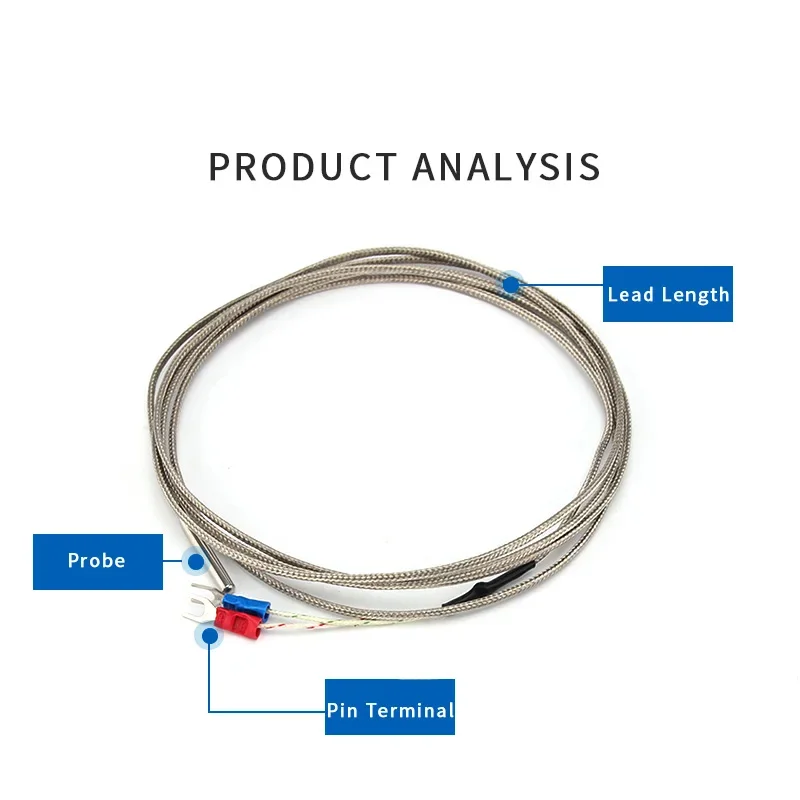 Thermocouple Thread Type K 1~10M Probe Type Shielded Braide Wire Thermocouple Temperature Sensor For Temperature Controller