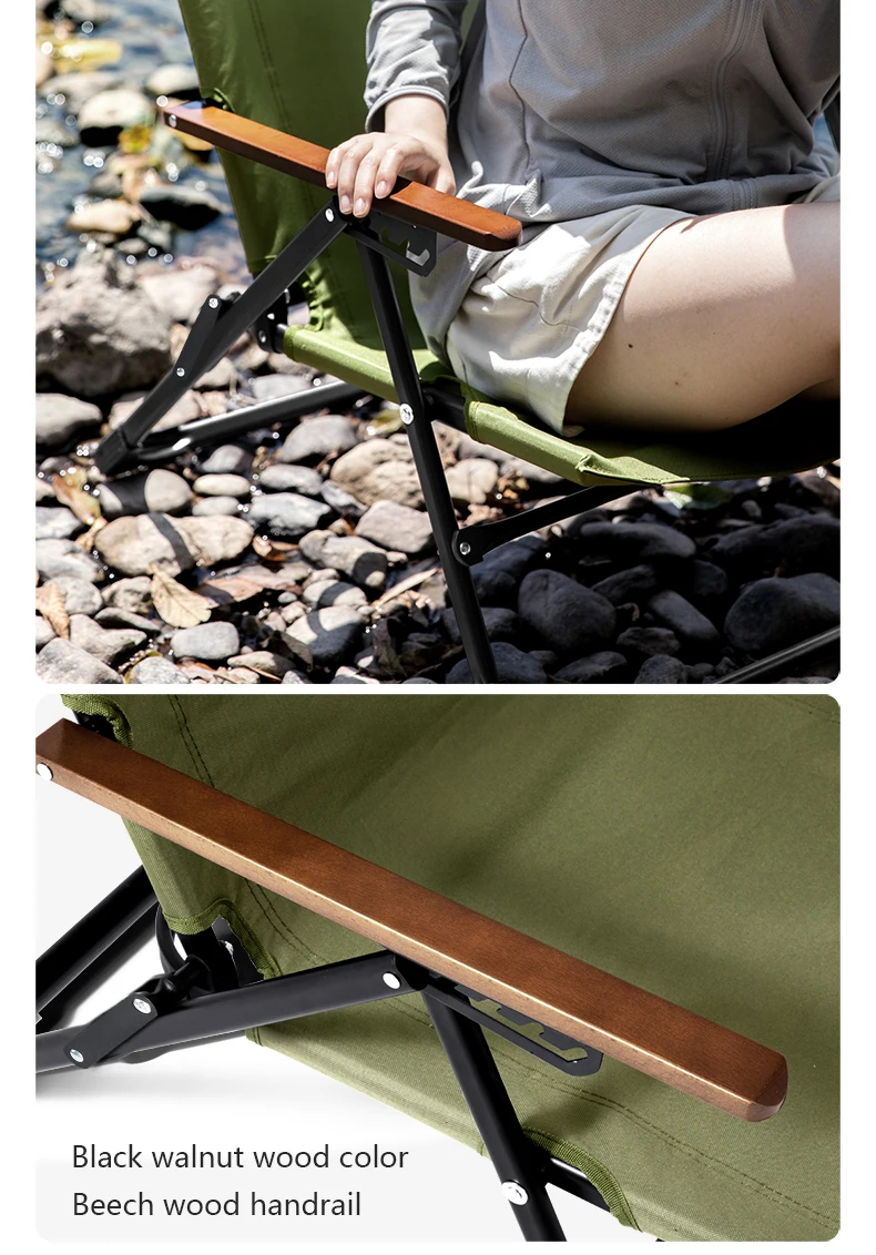 BISINNA Camping Folding Chair Adjustable Armrest Portable Relaxing Chair With Detachable Pillow for Beach Travel Hiking