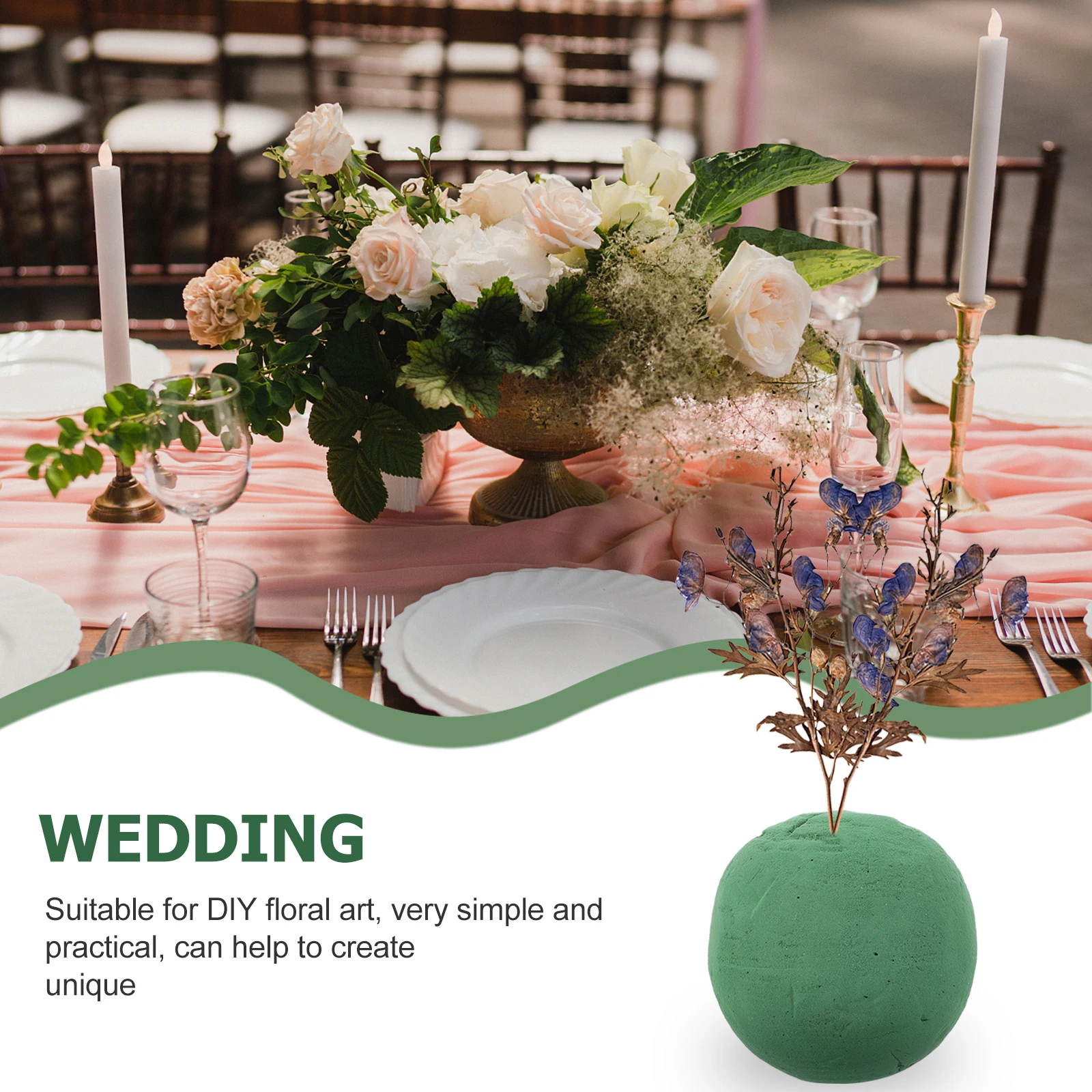 

2 Pcs Flower Ball Shape Flowers Arrangements Foam Sphere Wet Mud Foams for Decoration Block