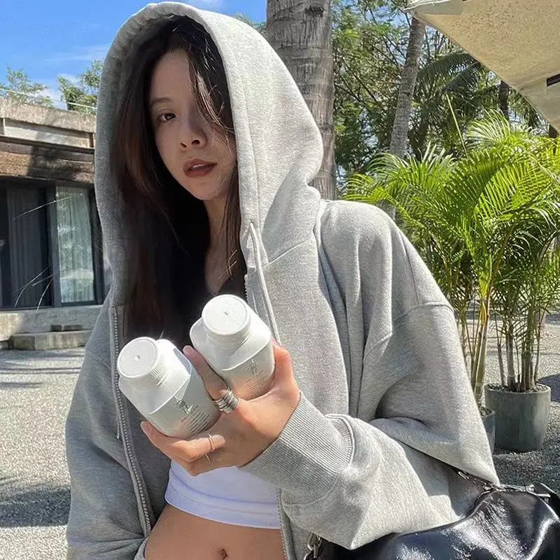 

2024 New Fashion Autumn Hoodie Solid Color Trendy Clothes Harajuku Women Streetwear Hooded Sweatshirts Loose Clothes T677