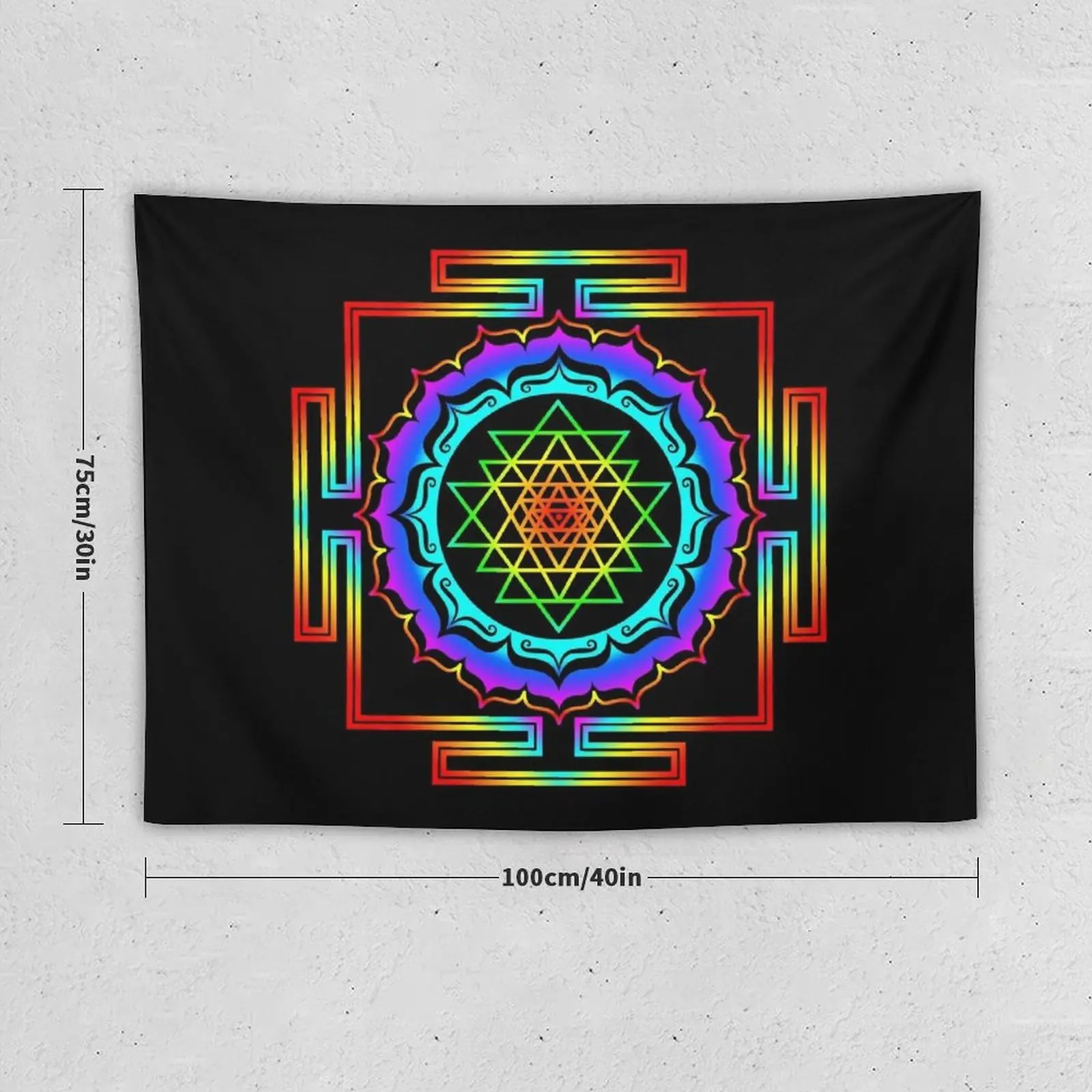 Shri Yantra - Cosmic Conductor of Energy, Rainbow Tapestry Wall Hangings Decoration Home And Comfort Decor