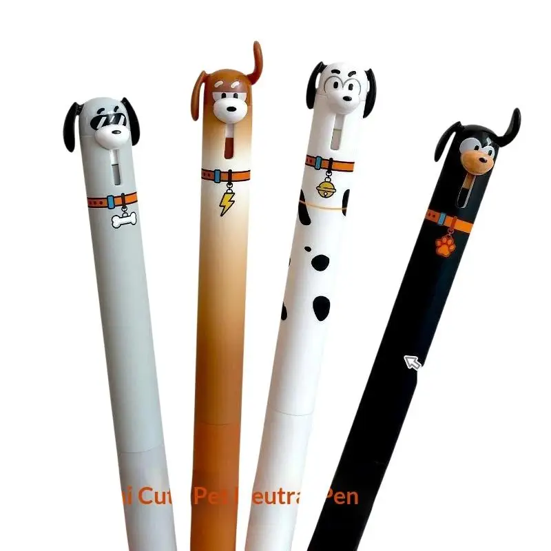 New 1/4Pcs Cute Fun Decompression Dog Gel Pen ST 0.5mm Movable Ears Fast Drying Black Pen School Writing Stationery Supplies