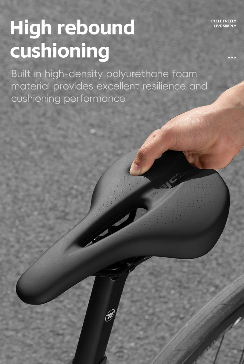 WEST BIKING 140mm Fahrradsattel Kurznasiger Rennradsitz Hohlgeformter Atmungsaktiver Hochelastischer Polster Weicher Rennsattel – Detail 4