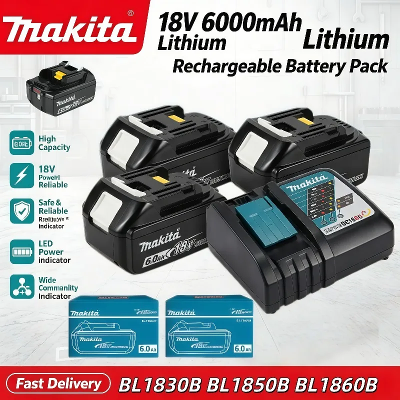 

18V LXT 6.0Ah High Density Battery, Long Continuous Use for Makita Cordless Drill Circular Saw Grinder