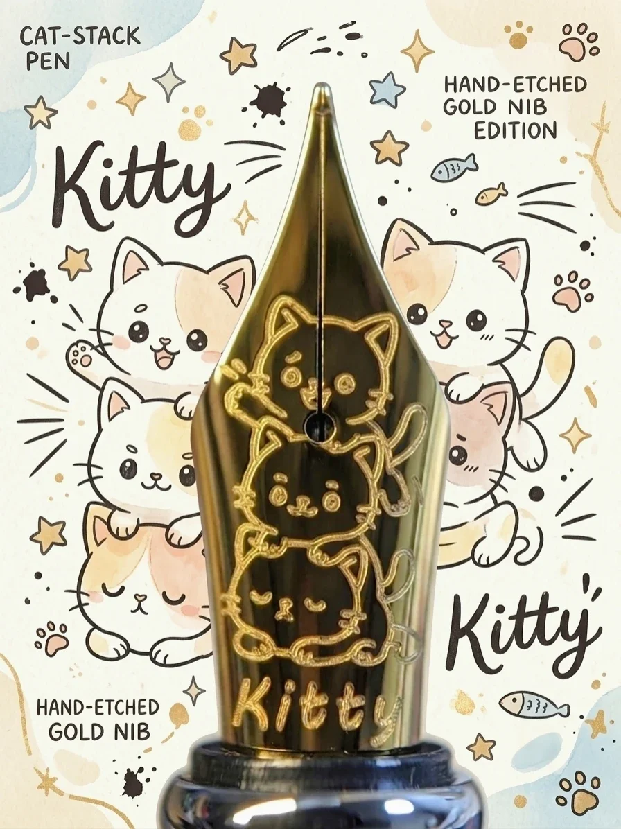 pluma-estilografica-jinhao-x750-con-plumin-de-diseno-artesanal-tipo-«kitty-stack-up»