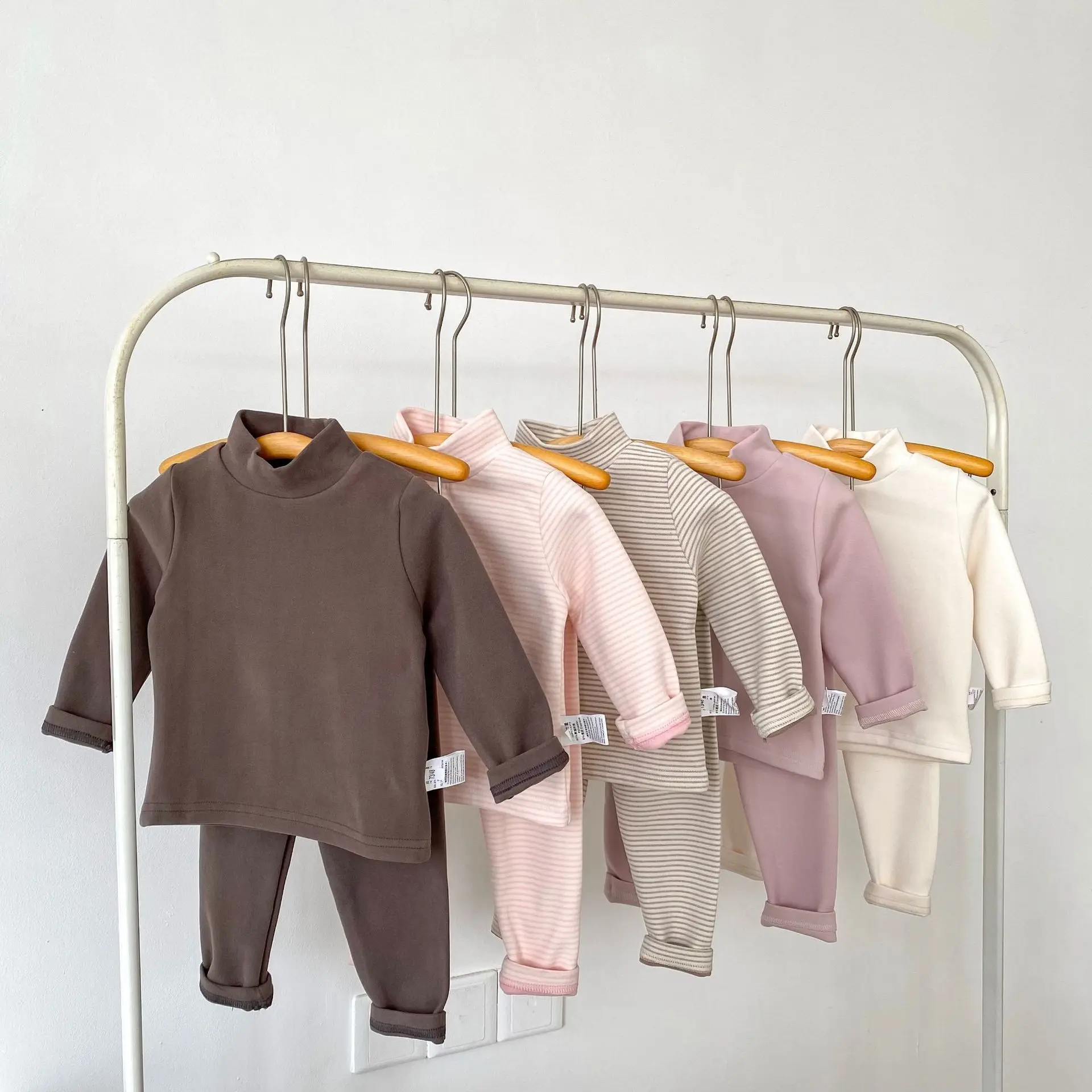6M-4Y Autumn Baby Set Stripe Solid Color Top+Elastic Waist Pants 2Pcs Clothes For Girls Boys Soft Warm Infant Suit Daily
