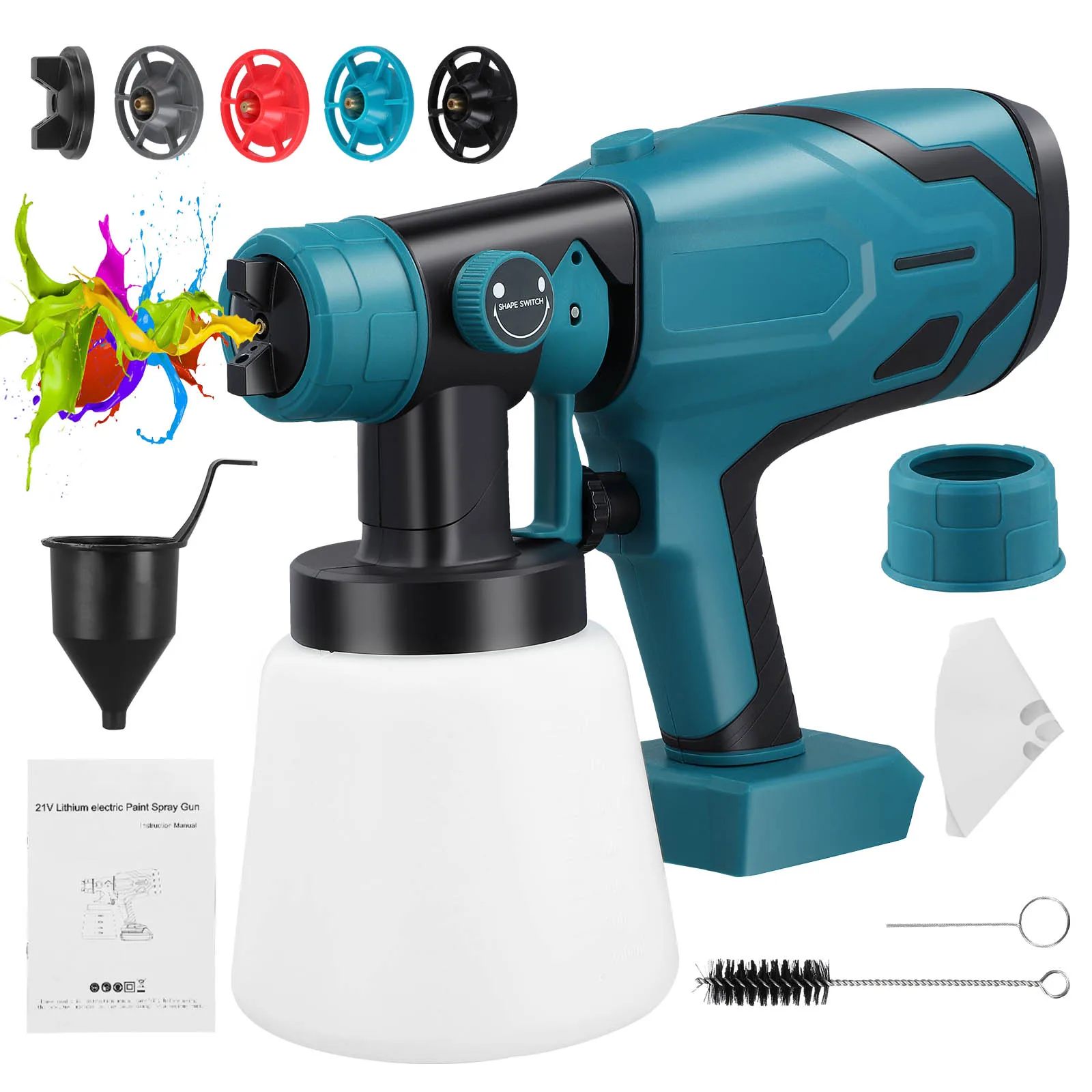 800ml-cordless-electric-spray-gun-home-cordless-paint-sprayer-hvlp-auto-furniture-steel-coating-airbrush-for-makita-18v-battery
