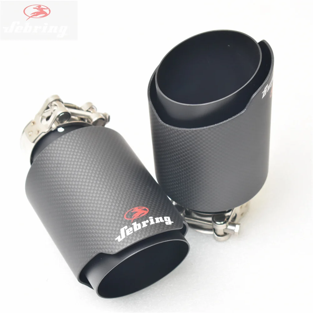 

Sebring Car Carbon Fiber Automotive Exhaust System Muffler Tips Universal Matte Black Stainless Steel Muffler Trim Tail pipes