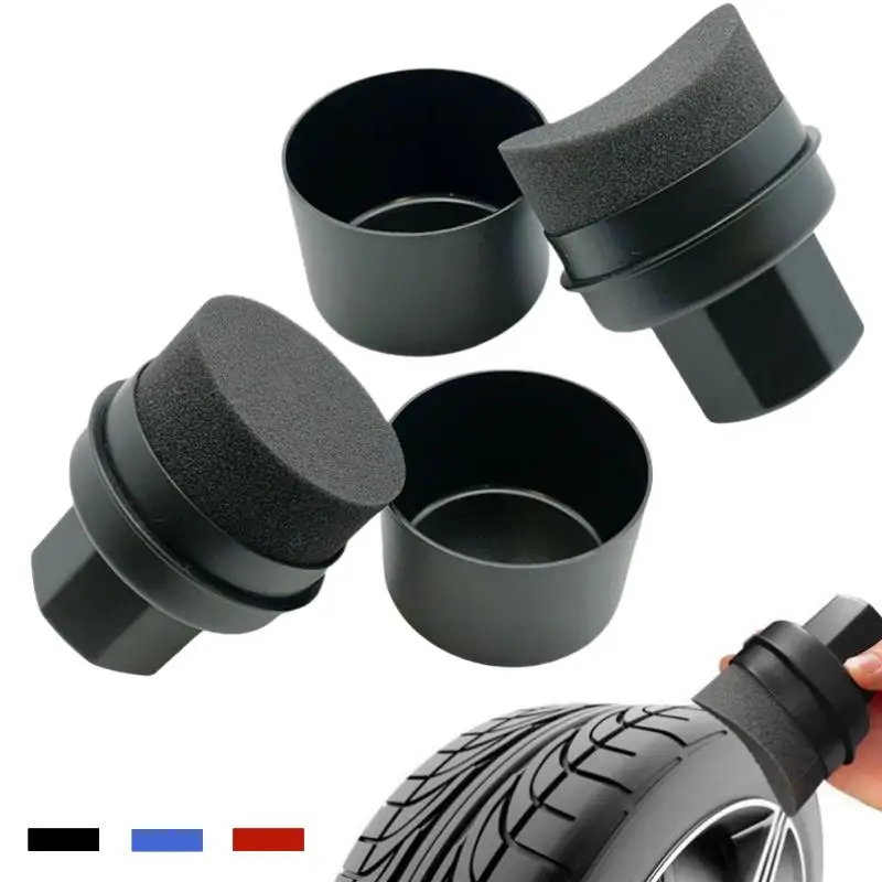 Car Wheel Polishing Waxing Curved Tire Sponge Brush With Cover Tire Clean Contour Dressing Applicator Pads for Car Accessories