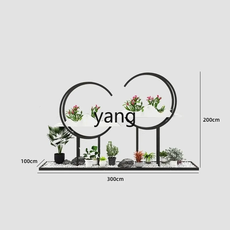 LM, shopping mall wrought iron flower stand lobby beautification decorative ornament potted plant stand partition screen