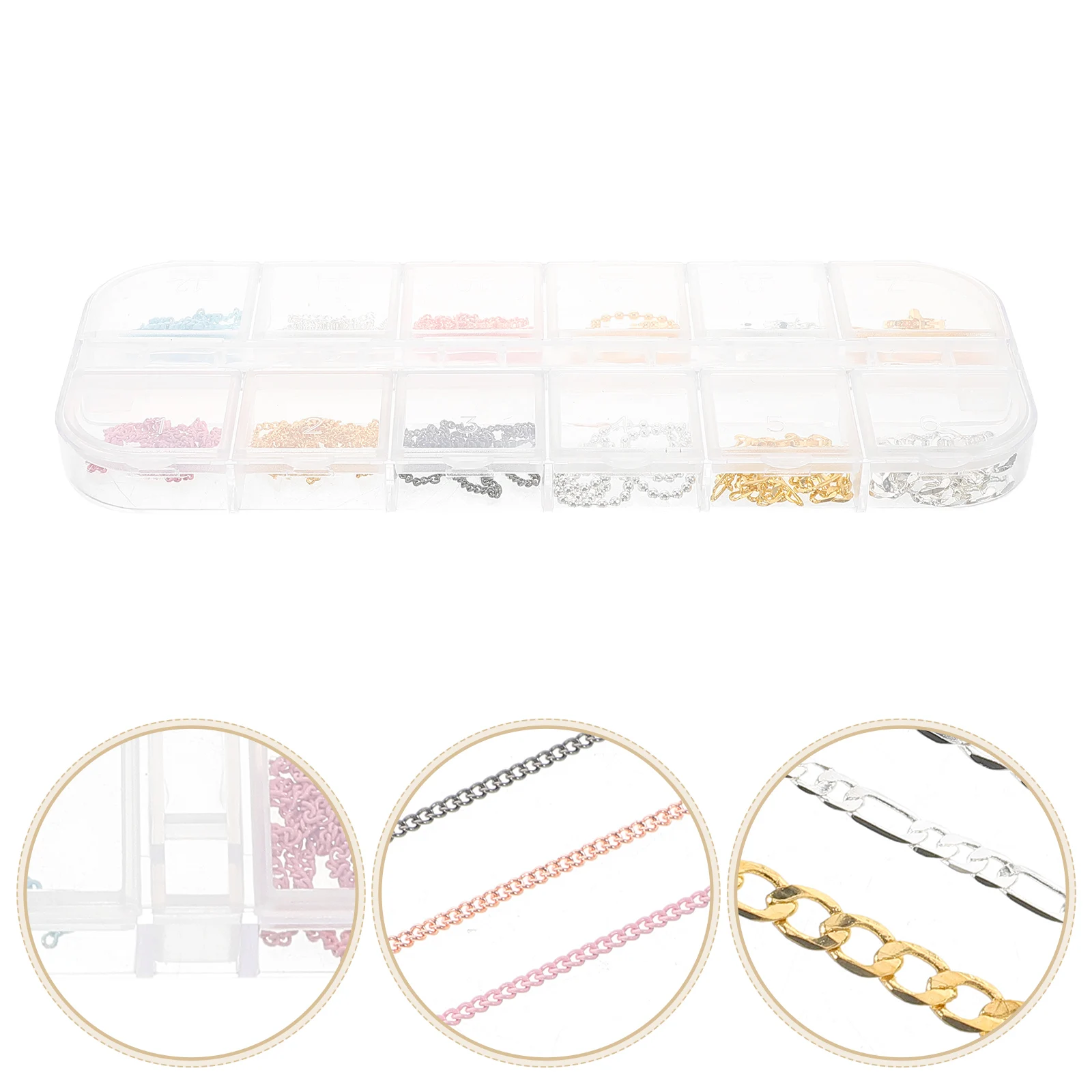 

Мини-металлические цепочки для ногтей разных цветов, набор коробок, 12 стилей, подвески для ногтей «сделай сам», для свадеб, вечеринок, фестивалей, принадлежности для изготовления ювелирных изделий