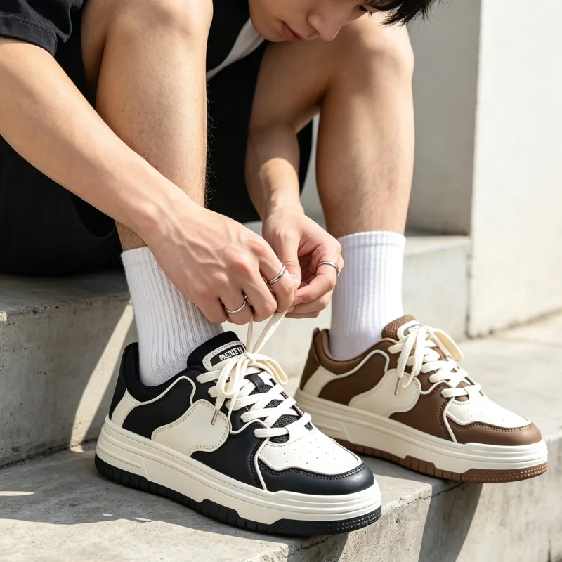 2026 New Men American Fashion Casual Sneakers Thick Sole Height Boost Light Comfort Student Street Walking Trainers