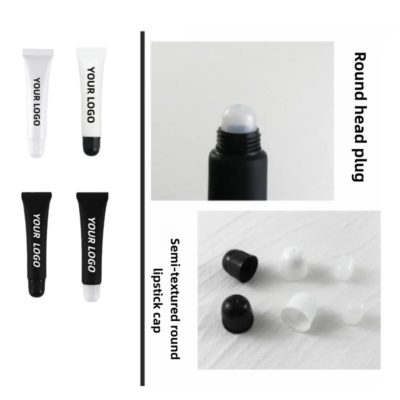 

【Logo Custom】50Pcs Customized 15ml Black/white Lid Black/white Tube Lip Tube Small Batch Customization Factory