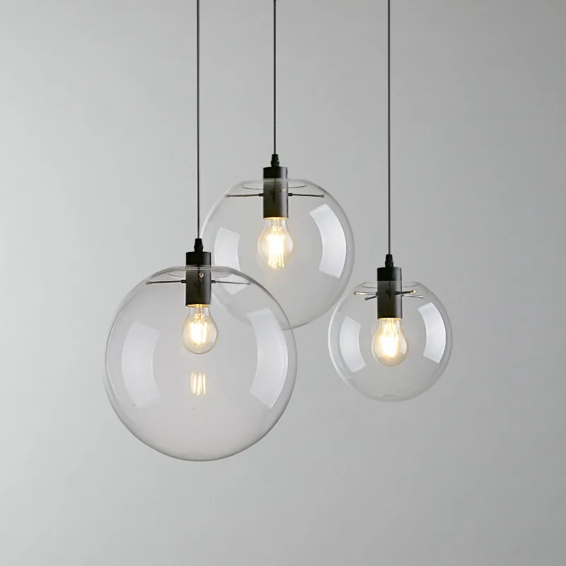 

Modern Nordic Glass Ball Pendant Lights Globe Fixture Home deco clear glass pendant Lamp DIY E27 Suspension Kitchen Hanging Lamp