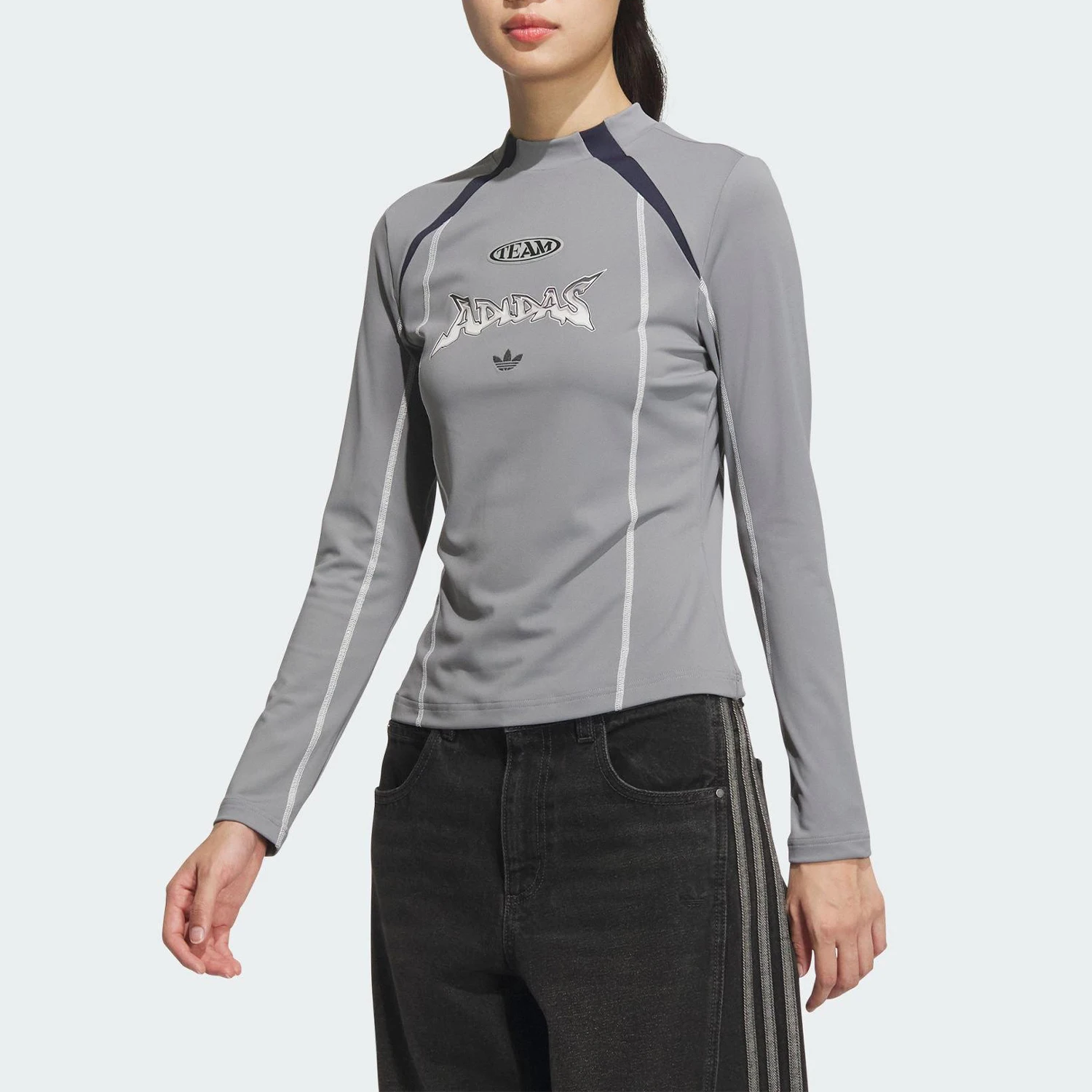 

adidas New Women's Sport Contrast-Panel Biker-Fit Long Sleeve JM8030