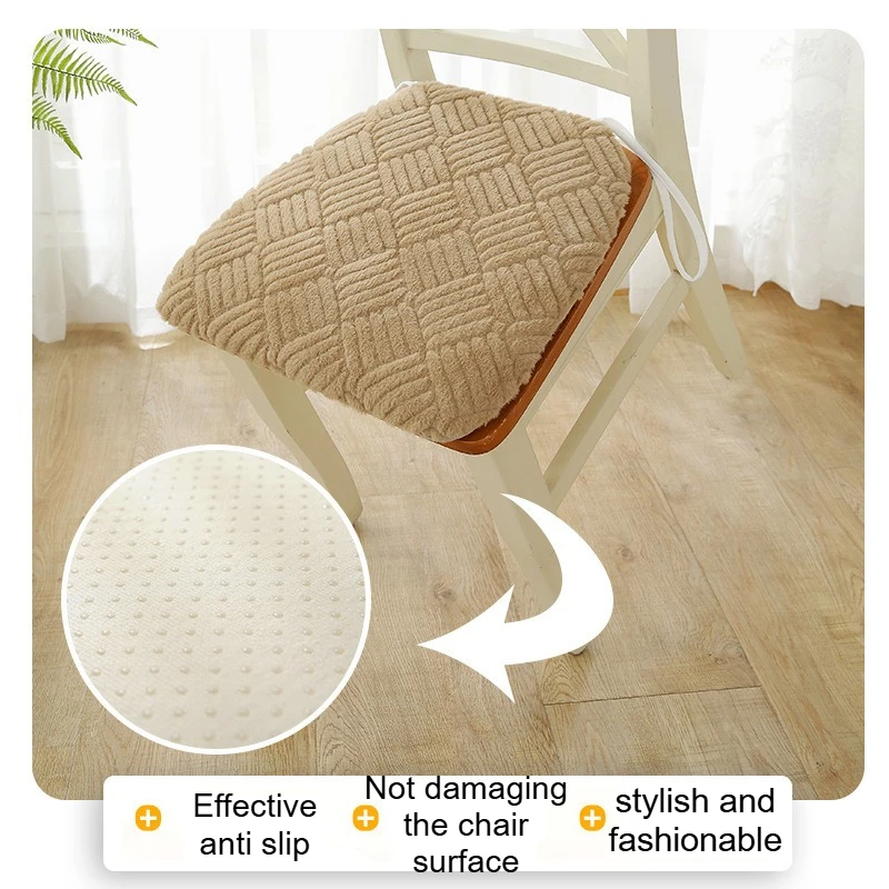 Autumn and Winter Warm Plush Seat Cushion with PP Cotton Filling Horseshoe Shaped Thick Cushion Suitable for Family Dining Table