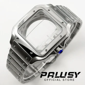 NH35 38 ミリメートルスクエア時計ケース 316L ステンレス鋼時計アクセサリーサントス修正部品 NH35 4R35 NH36 4R36 運動