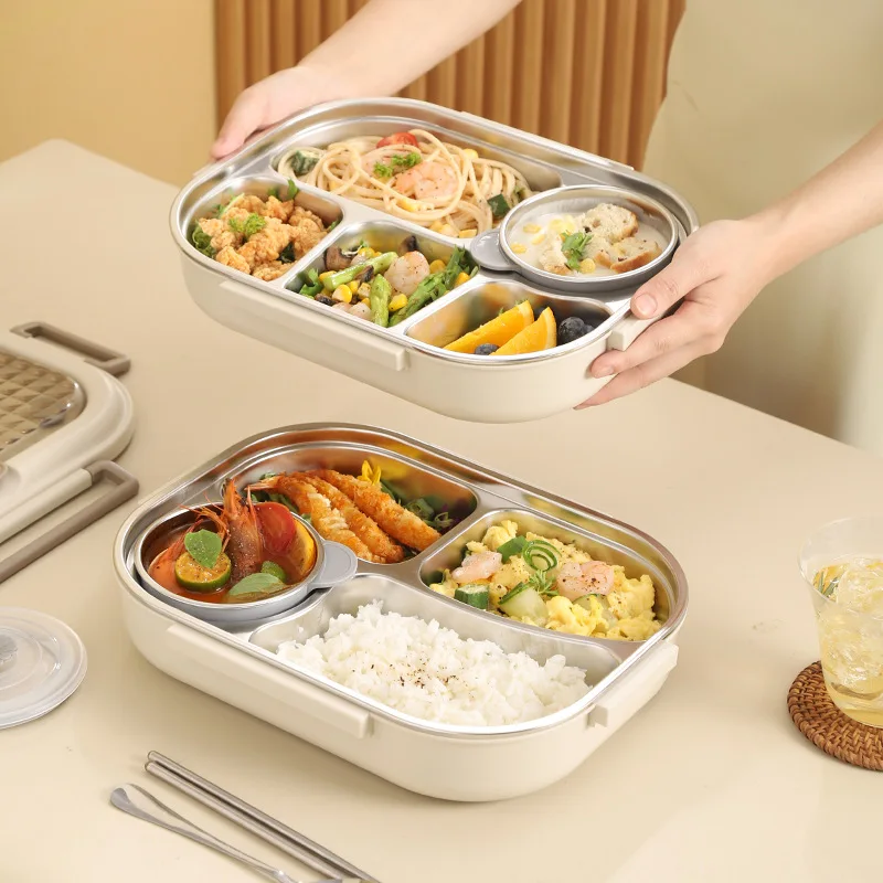 5‑Compartment Stainless Steel Lunch Box, Detachable Independent Soup Bowl, Leak‑proof Bento Box Thermal Insulation Food Containe
