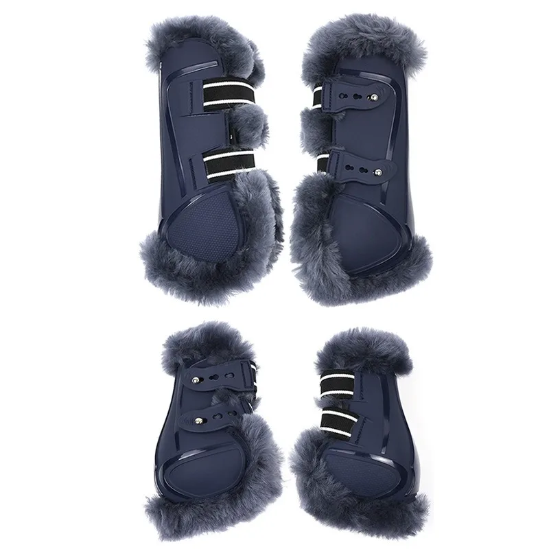

1Set Two Front Two Hind Legs Protection Genuine Wool Horse Tendon Boots Adjustable Sizes and Multiple Colors
