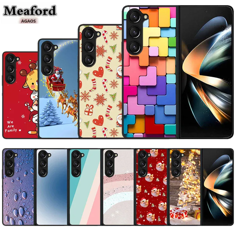 For Samsung Galaxy Z Fold 3 4 5 Christmas Phone Case Hard Plastic Cover Funda Galaxy Fold 6 Protector Cute Lovely Shell Coque