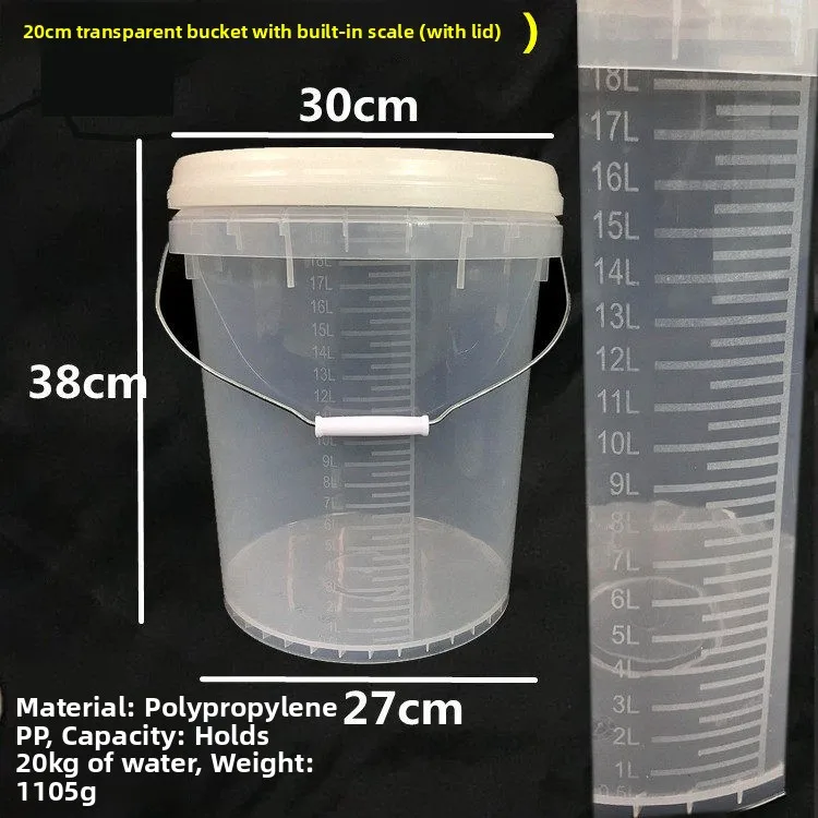 Transparent Large Capacity Plastic Bucket with Lid 10L 20L Measurement Water Bucket for Medical Towel Disinfection Soak Bucket