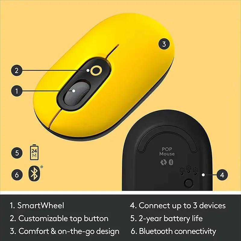 Mouse POP Seri Fashion Logitech Mouse Senyap Bluetooth Nirkabel