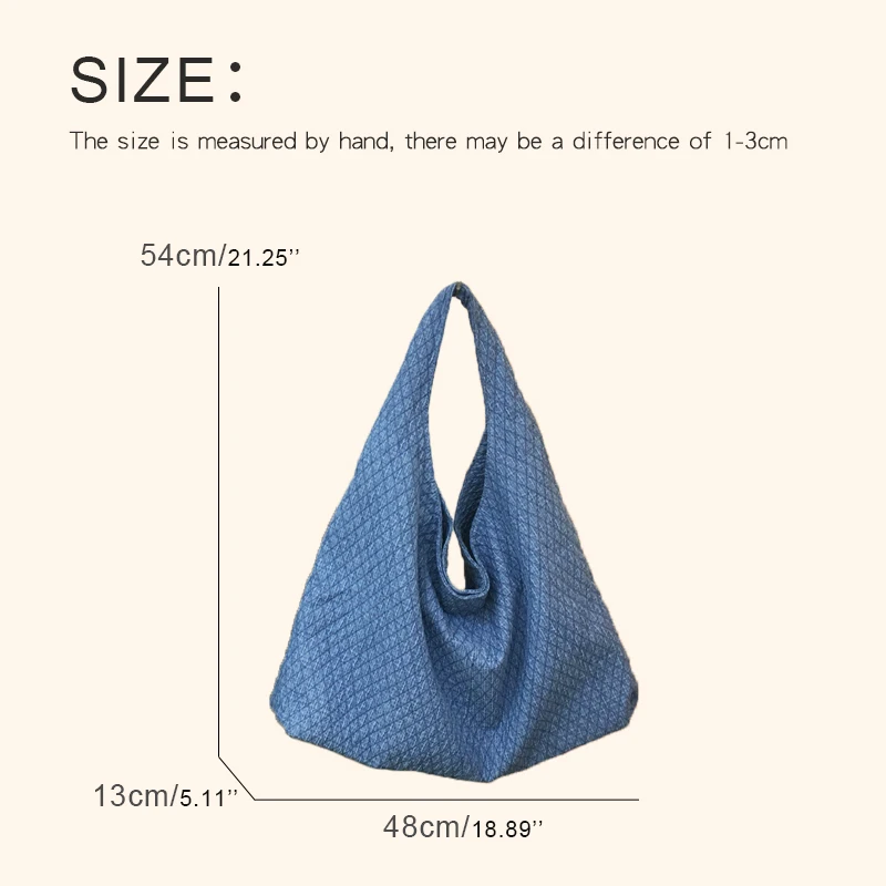 Large Capacity Half Moon Bags For Women Luxury Designer Handbag Purse 2024 New Denim Embroidered Rhombus Cloth Underarm Shoulder