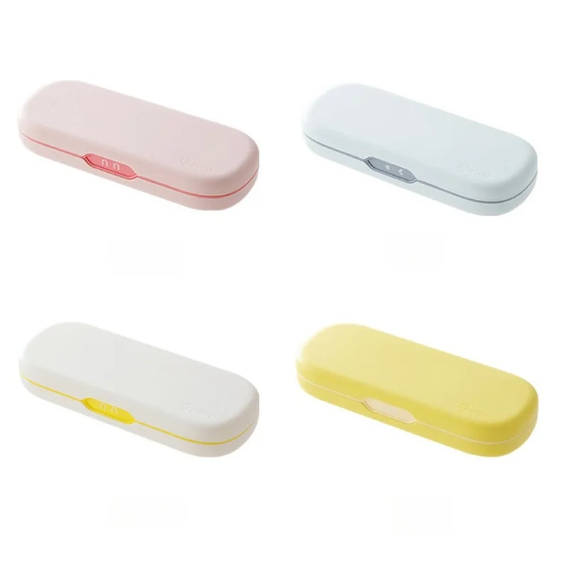 Portable Snap Closure Pencil Box Macaron Multicolor Hard Plastic Stationery Storage Case For Classroom Study Office