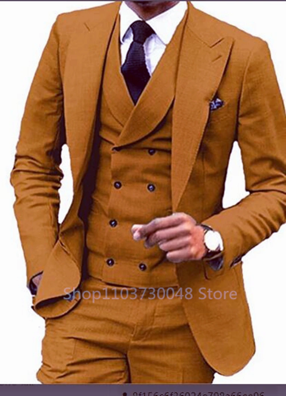 Fashion Formal Men Business Suits Solid Color Wedding Suit Peak Lapel Blazer Groom Tuxedos 3 Pcs Set Dress Blazer Vest Trousers