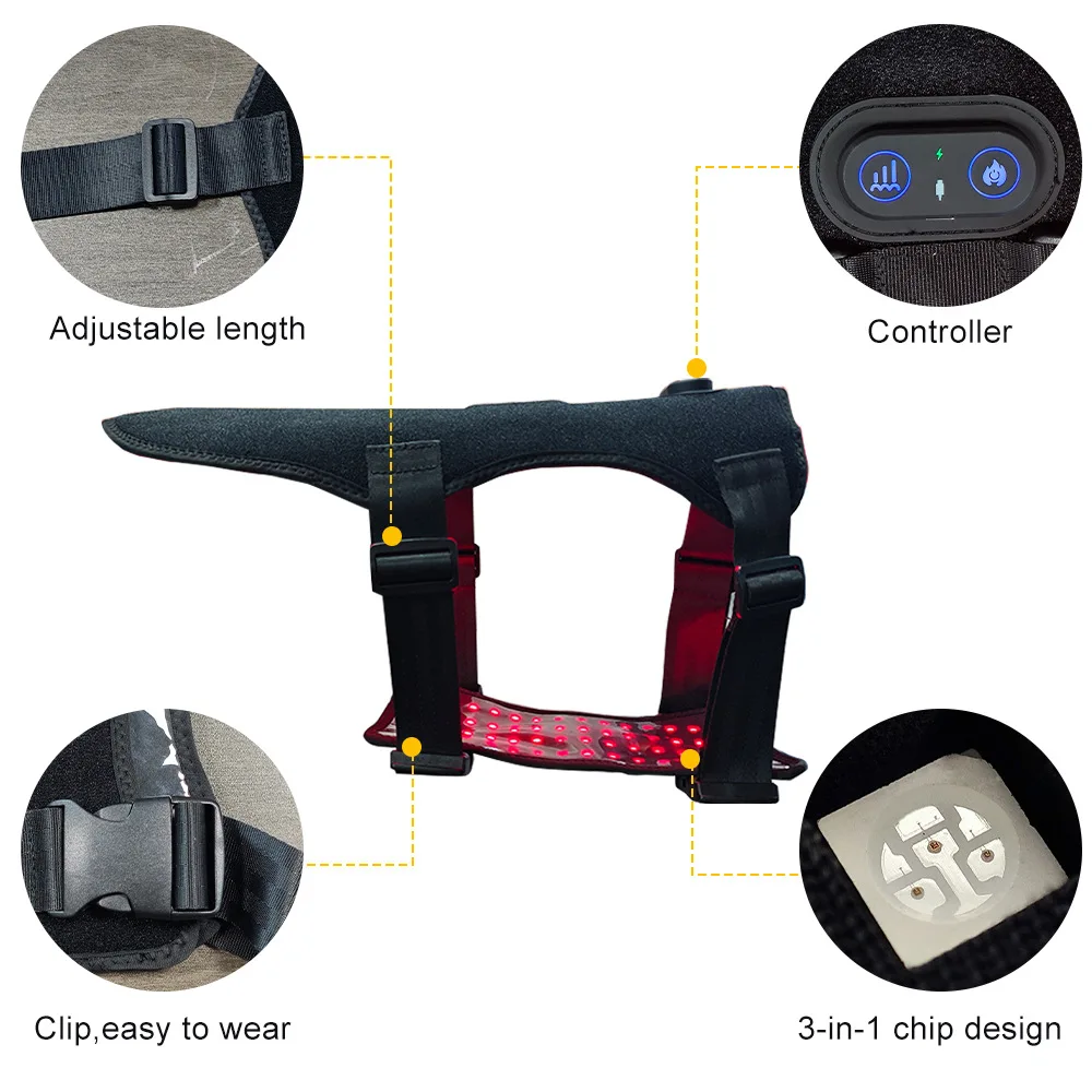 660nm 850nm Red & Near Infrared LED Light Handheld Device For Pet Dog Cat Back Leg Muscle Joint Comfort Recovery Wrap Timer