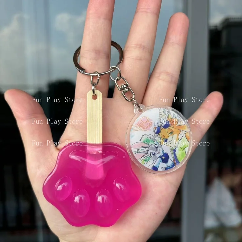 Judy Nick Keychain Kawaii Pink Talon Popsicle Pendant Car Keyring Fashion Bag Pendant Rabbit Fox Cop Souvenir Periphery Gift