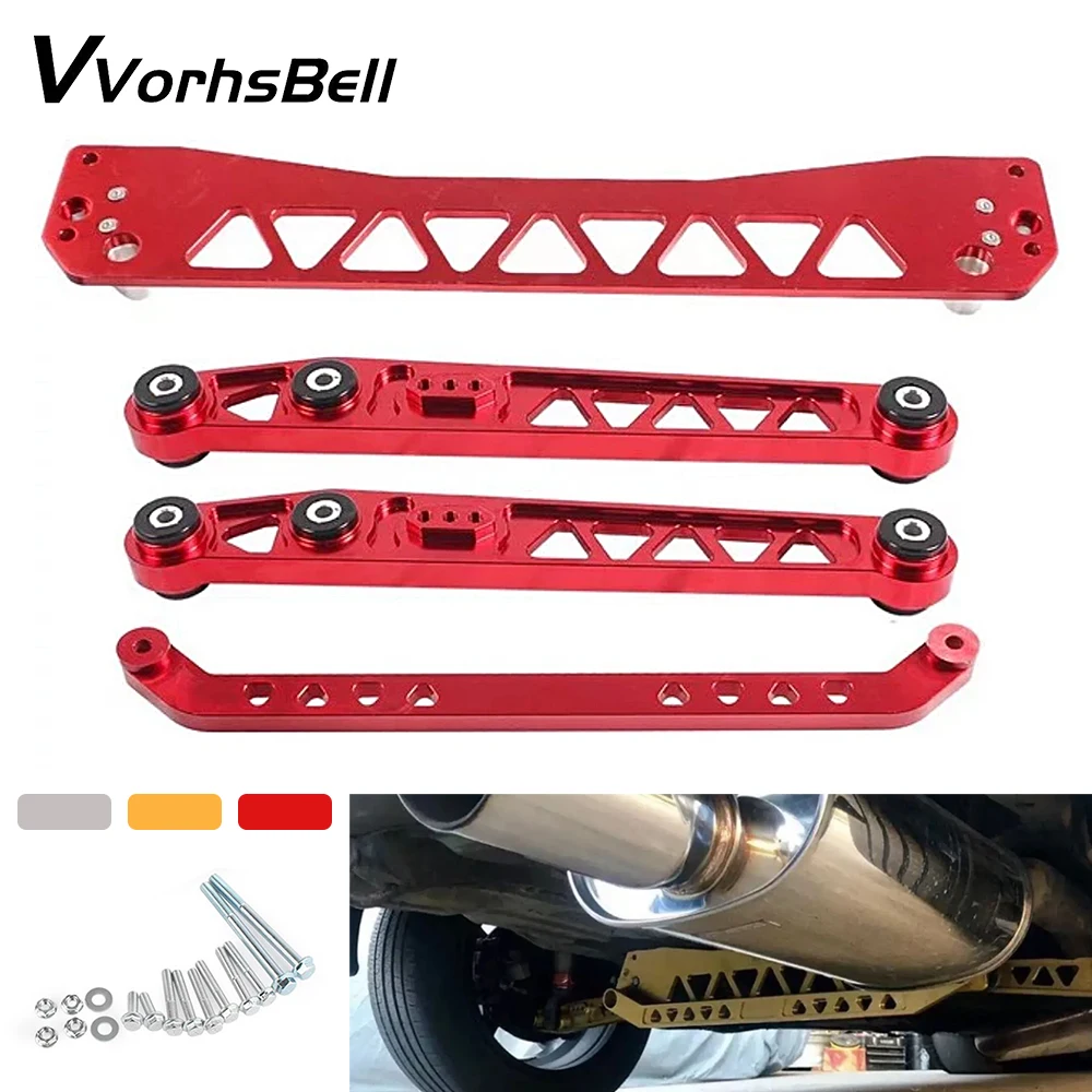 Billet Aluminium REARSUBFRAME BRACE+TIE BAR+Rear Lower ControlArm For Honda Civic EG 92-95 Silver/Gold/Red