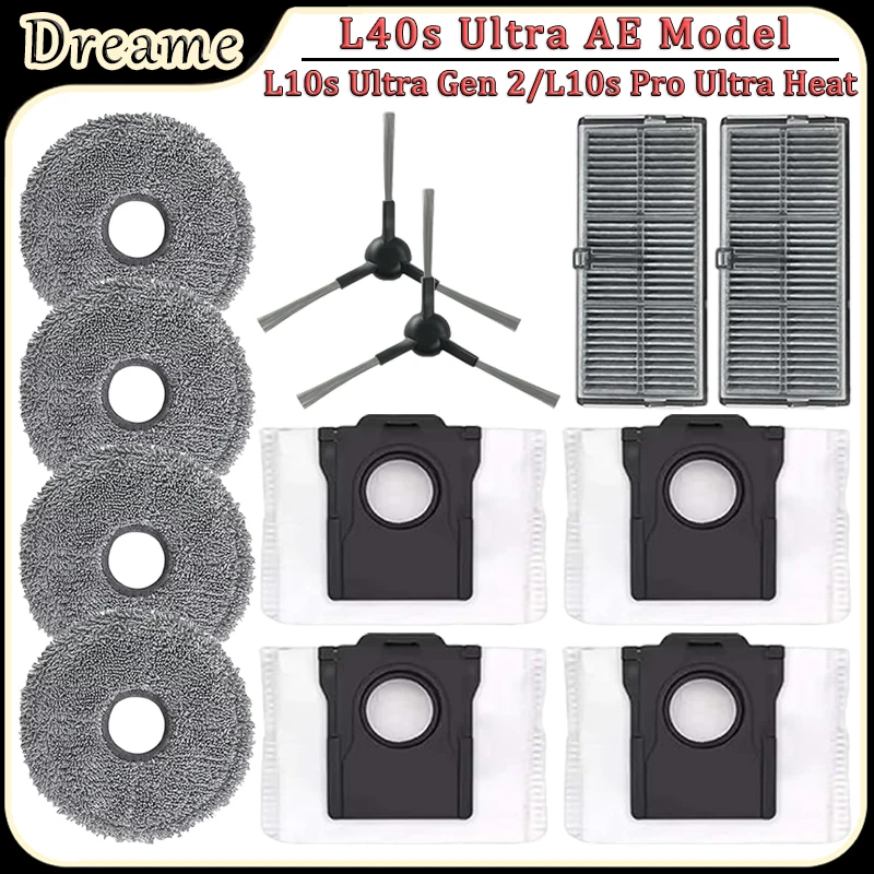 For Dreame L10s Ultra Gen 2/L10s Pro Ultra Heat/L40s Ultra AE Model Robot Vacuum Accessories Filter Dust Bag Replacement Parts
