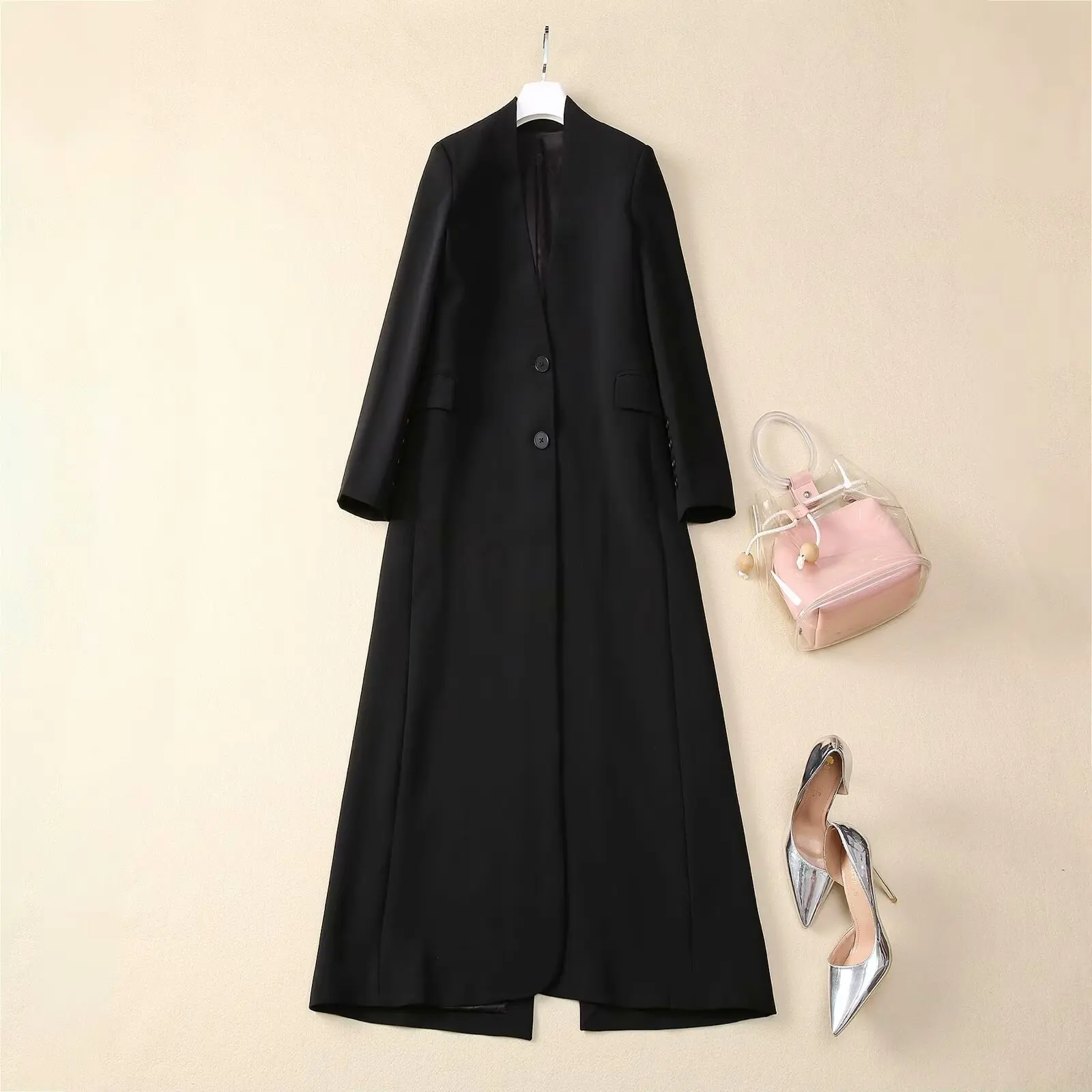 SEQINYY Elegant Long Trench Coat Spring Autumn New Fashion Design Women Runway High Street Vintage Loose Pockets Office Lady