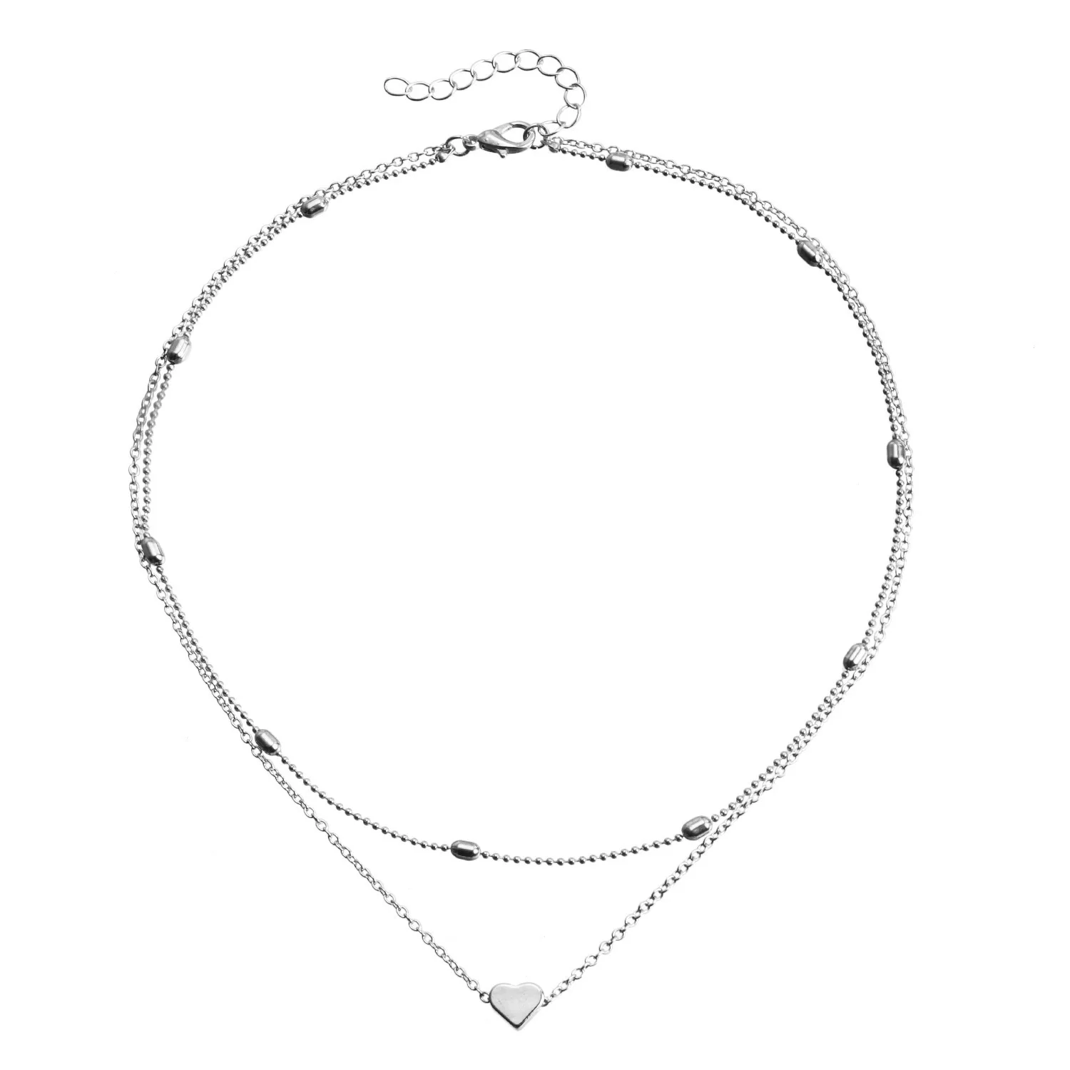 N277 New Arrival Gold Color Heart Pendant Necklace Fashion Double Layer Chain Choker Necklace For Women Top Quality Dropshipping