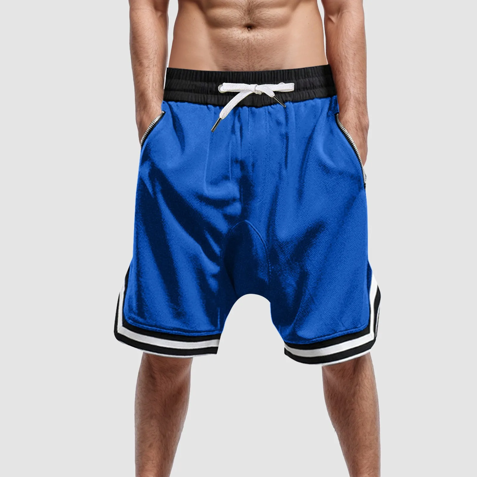 Modieuze Elastische Shorts Heren Touw Casual Mesh Sport Effen Zak Stretch Heren Broek Oefenshort Heren