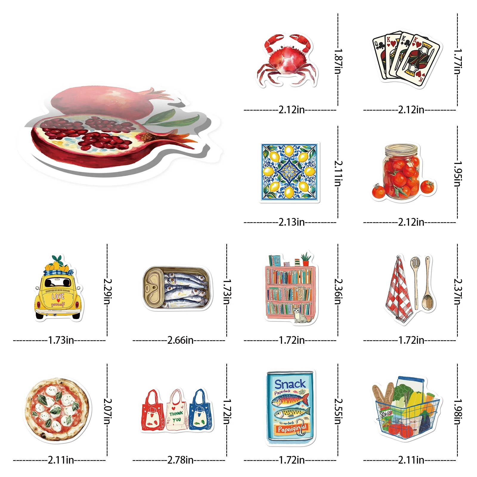 50/100pcs Mediterranean Tomato Stickers Cartoon ins Decals for Laptop Phone Skateboard Waterproof Scrapbooking Bottles Sticker