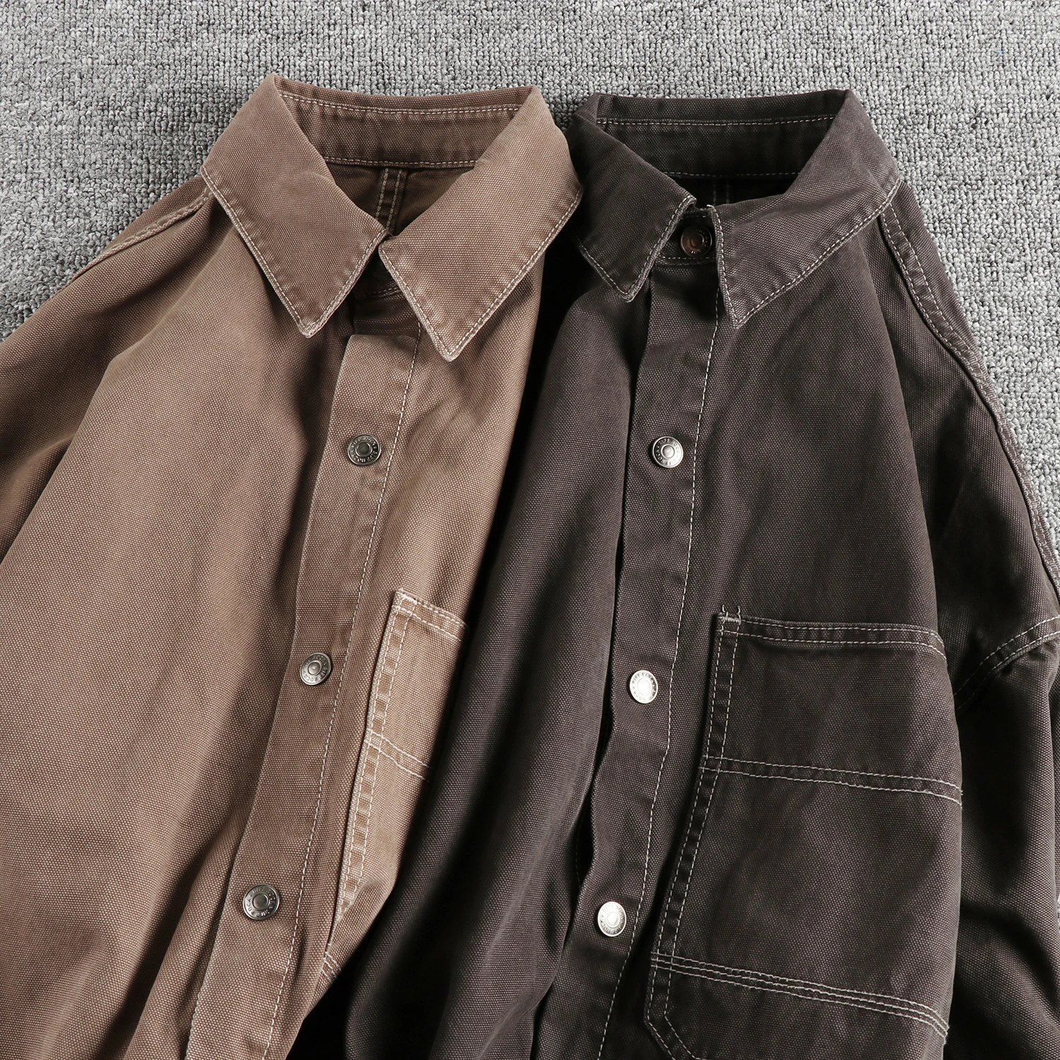 Sleeves embroidered letters heavy tide cool wash to do old men's work long sleeve shirt autumn and winter casual coat