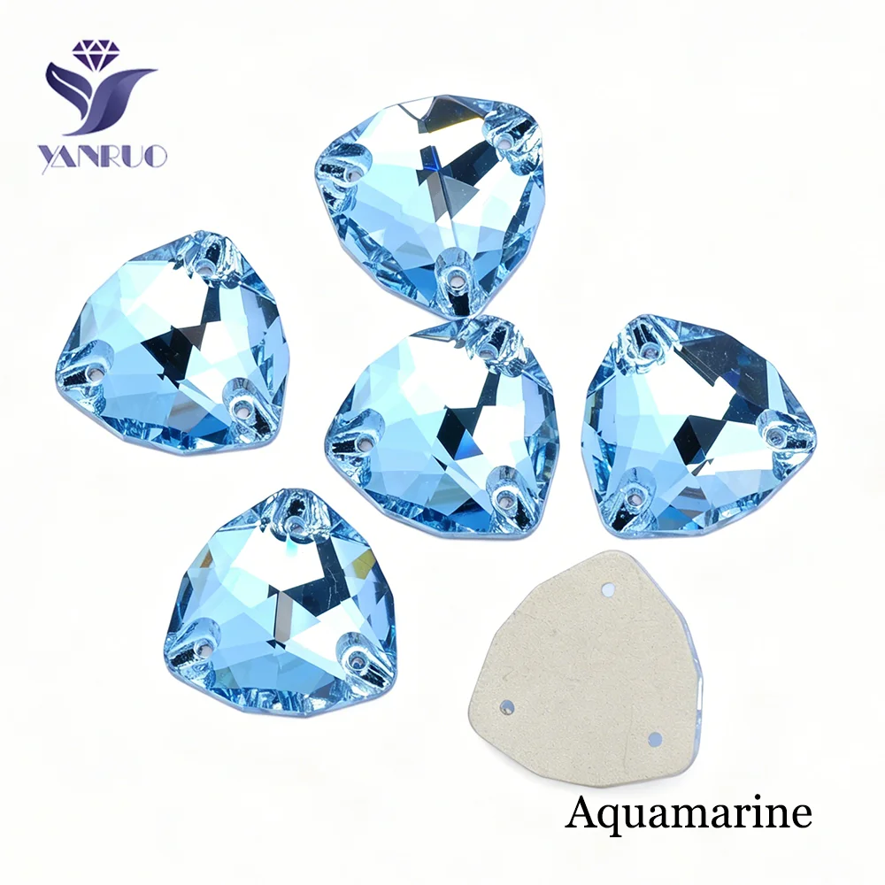 YANRUO Aquamarin Kristalle in Allen Formen zum Aufnähen, Strasssteine für Handarbeiten, Applikationen, Nähzubehör, DIY-Bastelsteine für Schmuck – Detail 3