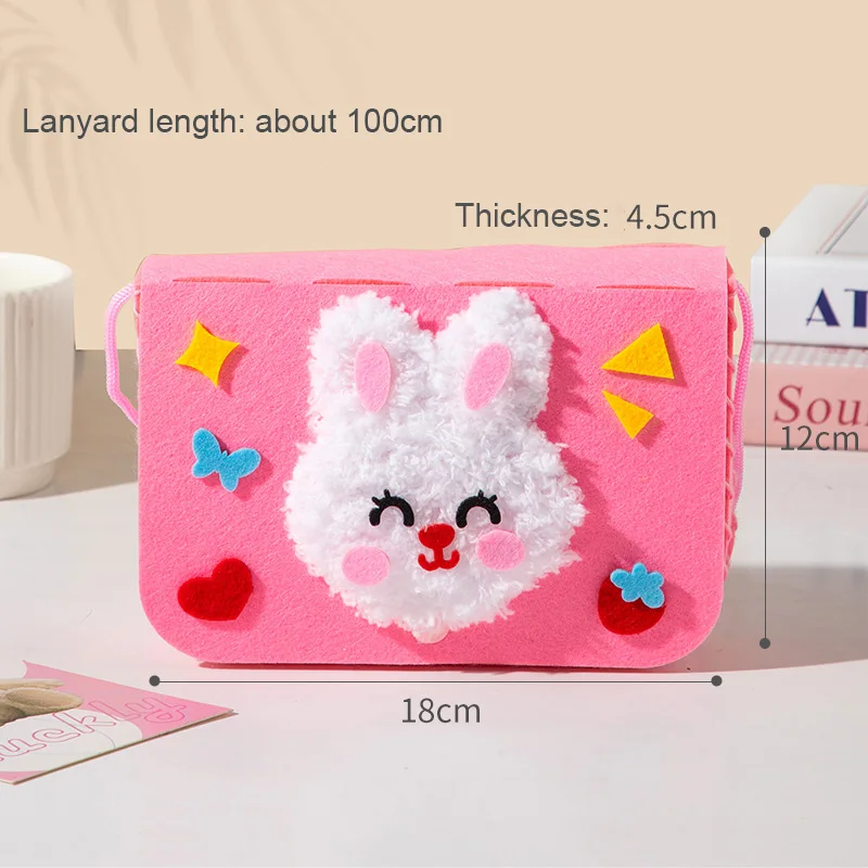 Sac à bandoulière de couture pour enfants, Kits artisanaux, broderie de fil, Animal de dessin animé, sac messager en tissu Non tissé, jouets faits à la main pour enfants