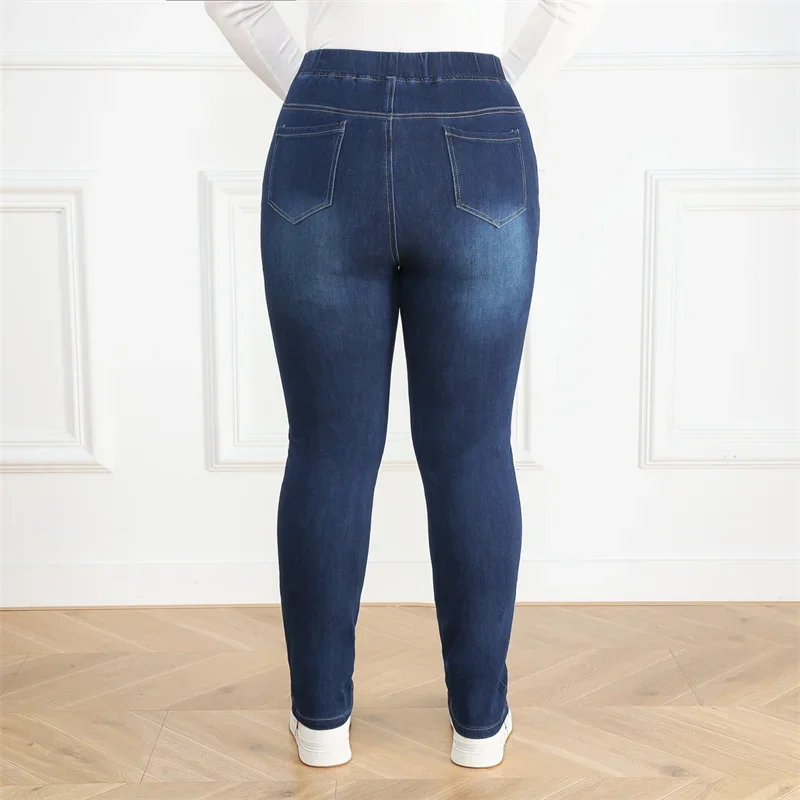 Jeans de cintura alta rasgada para mulheres, calças jeans para meninas, calças de lápis esticadas femininas extragrandes, slim fit, 5XL, 6XL, 7XL, 8XL, 9XL, plus size