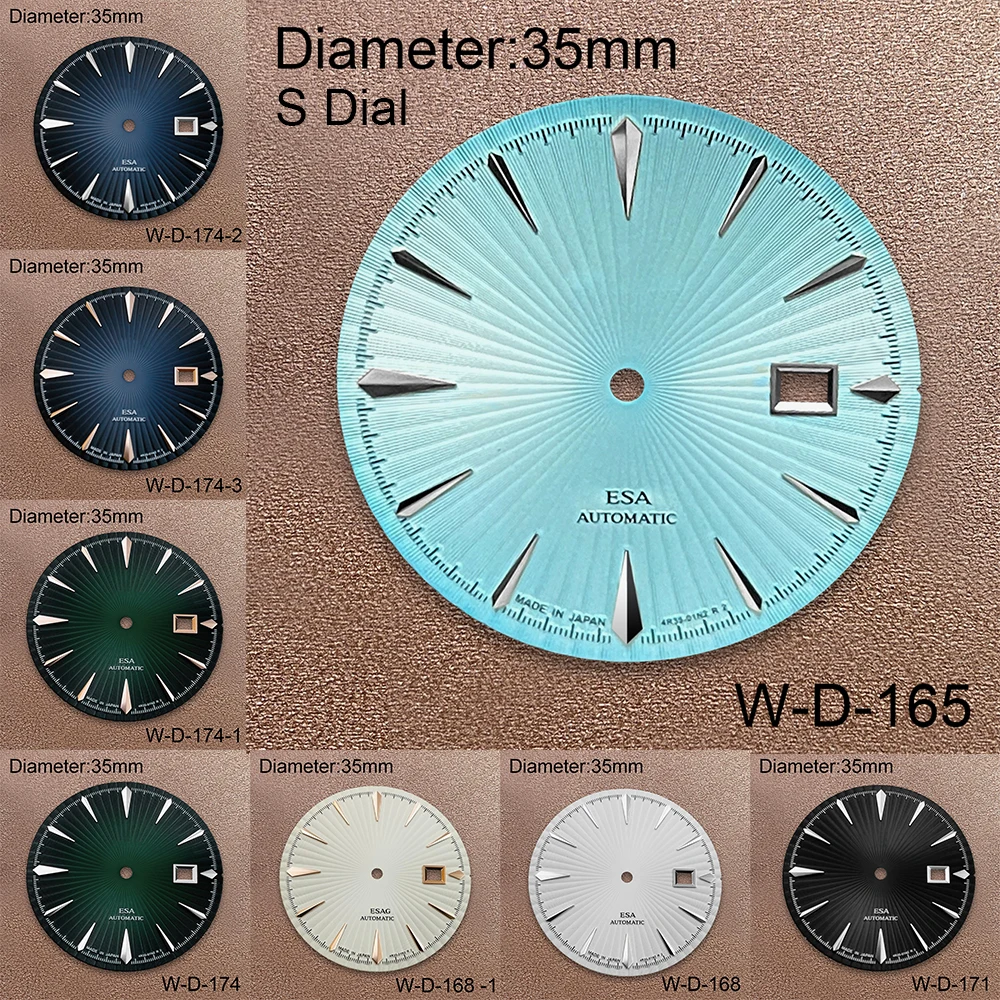 

35mm S Logo Cocktail Dial Fit NH35/NH36/4R/7S Automatic Movement vertical Grain Dial Watch Modification Accessories