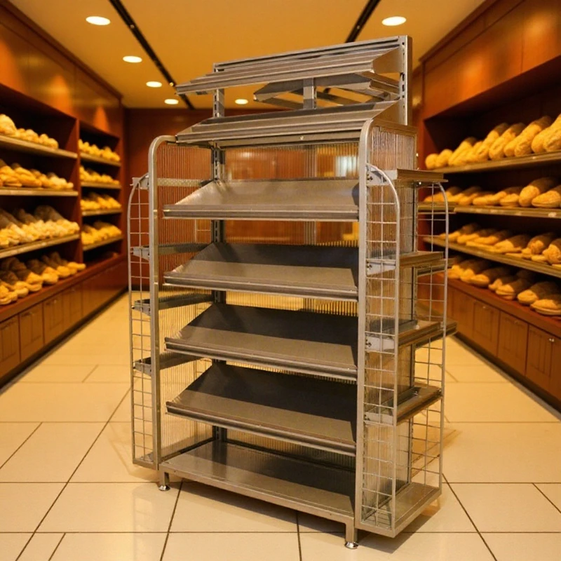 Food and beverage metal display racks, wooden shelves acrylic, multi-layer display racks