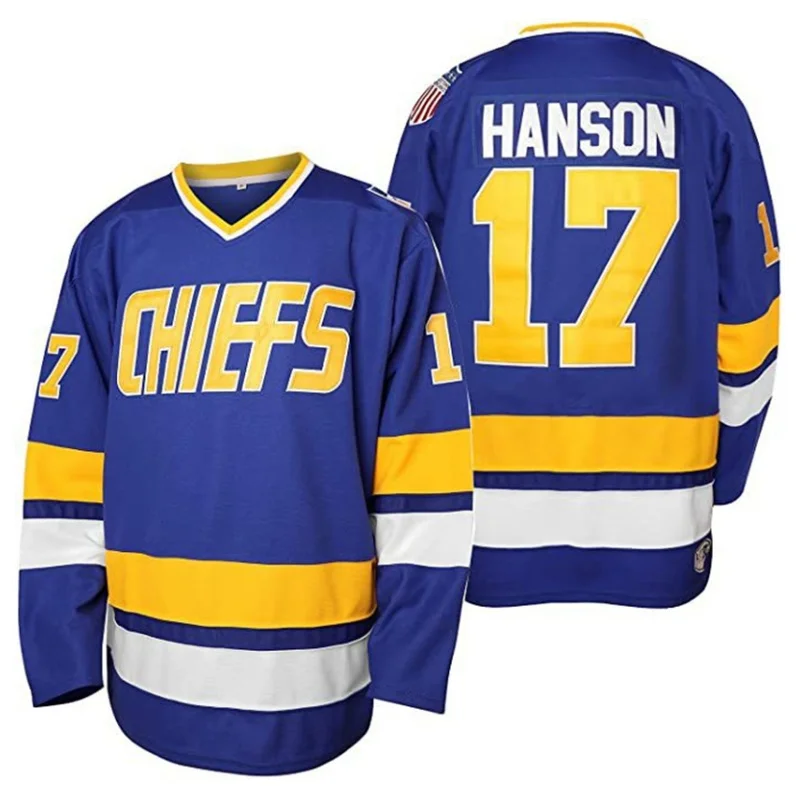 

Movie Hanson Brothers 16 Jack 17 Steve 18 Jeff Slap Shot CHIEFS Ice Hockey Jersey Men's Outdoor Sportswear Cosplay Tops