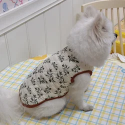 Puppy Floral Cotton Vest Cute Clothing for Pet Puppies Autumn and Winter Pet Parkas Clothing Dog Clothes for Small Dogs